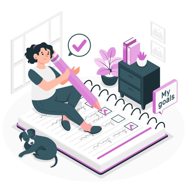 Personal goals checklist concept illustration