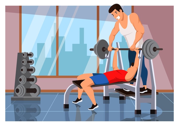 Free Vector personal sport instructor working with man in fitness club