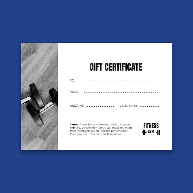 Personal trainer gift certificate template