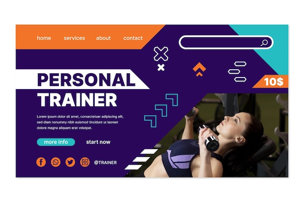 Personal trainer landing page  template design