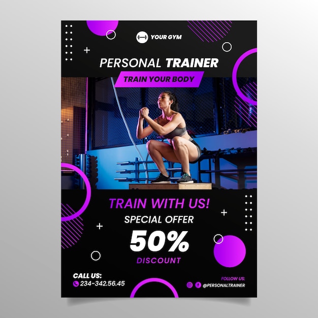 Personal trainer poster template design