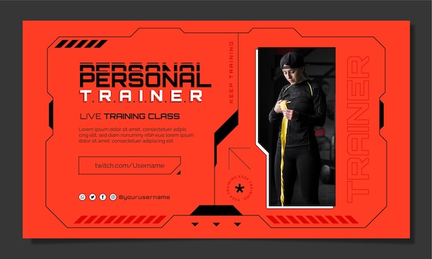 Free Vector personal trainer twitch background