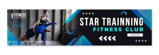 Free Vector personal trainer twitch banner template design