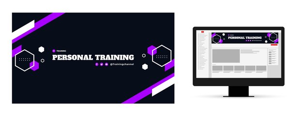 Personal trainer youtube channel art template design