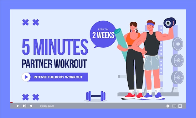 Free Vector personal trainer youtube thumbnail template design