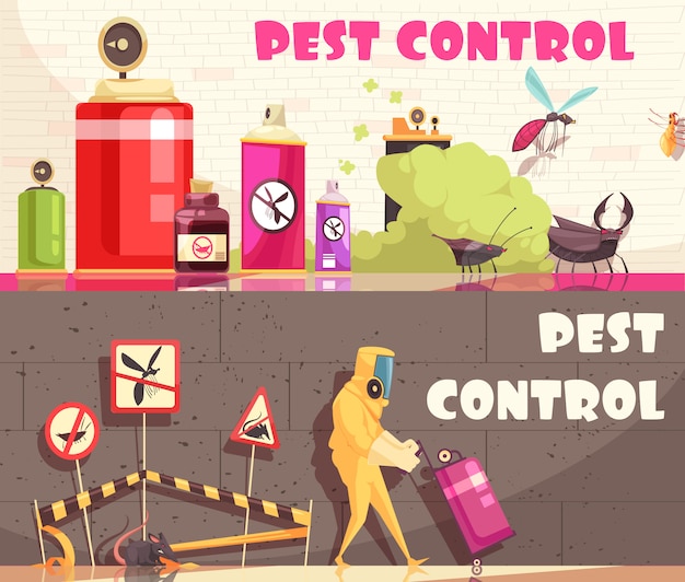 Free Vector pest control horizontal banners