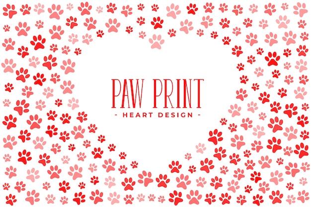 Pet animal love with paw prints and heart