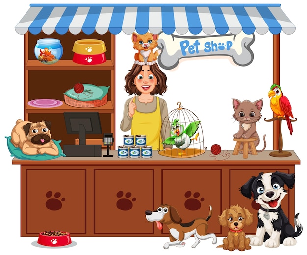 Free Vector pet shop with various animals