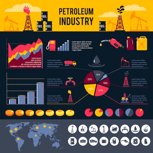 Free vector petroleum infographics set