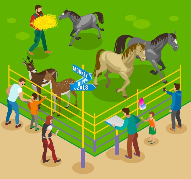 Free Vector petting farm zoo composition