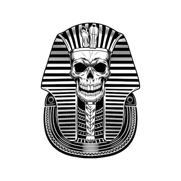 Free Vector pharaoh skull vector illustration. egyptian mummy, skeleton, death symbol. ancient egypt history and mythology concept