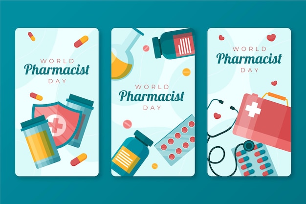 Free Vector pharmacist day instagram stories collection