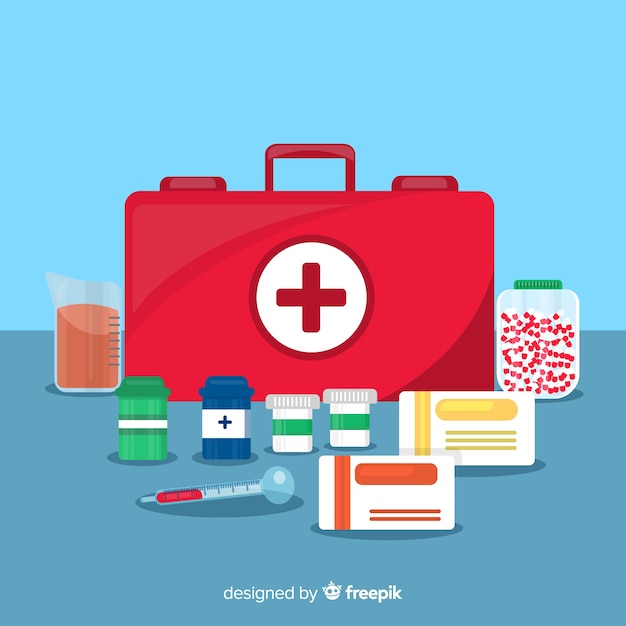 Free Vector pharmacy concept background flat style