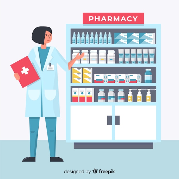 Free Vector pharmacy concept background flat style