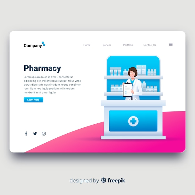 Pharmacy landing page flat design