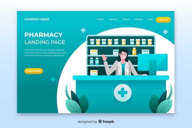 Pharmacy landing page flat design