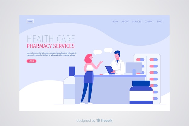 Pharmacy landing page flat design