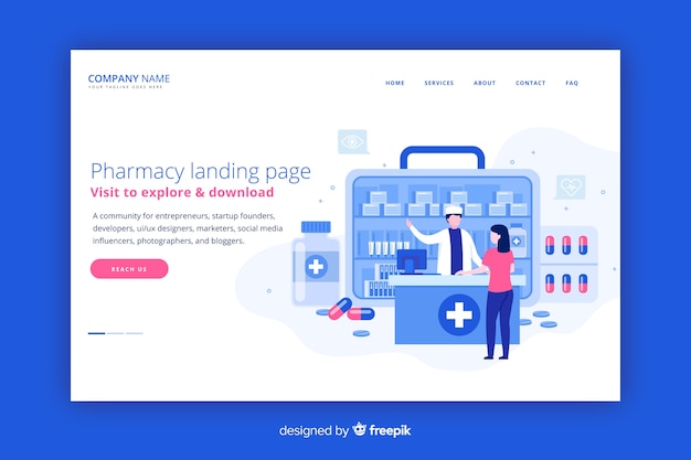 Pharmacy landing page flat design