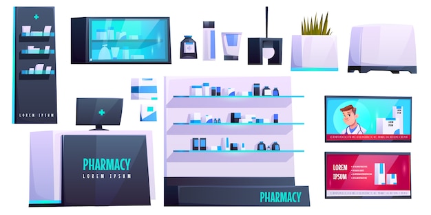 Pharmacy store elements set