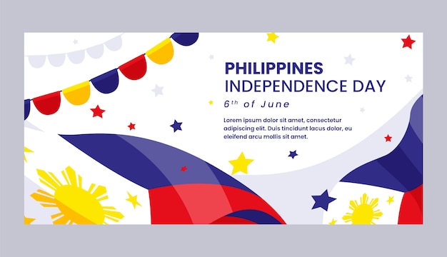 Free vector philippine independence day hand drawn banner