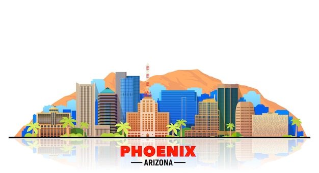 Free vector phoenix city skyline. arizona usa. vector illustration.business and tourism image.