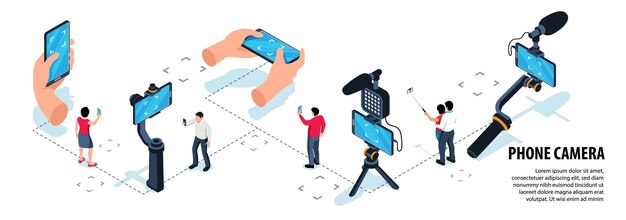 Phone Camera Isometric Infographics