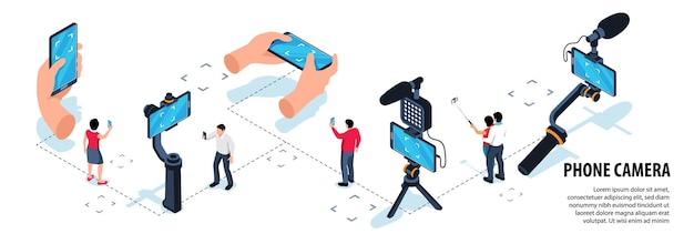 Phone Camera Isometric Infographics