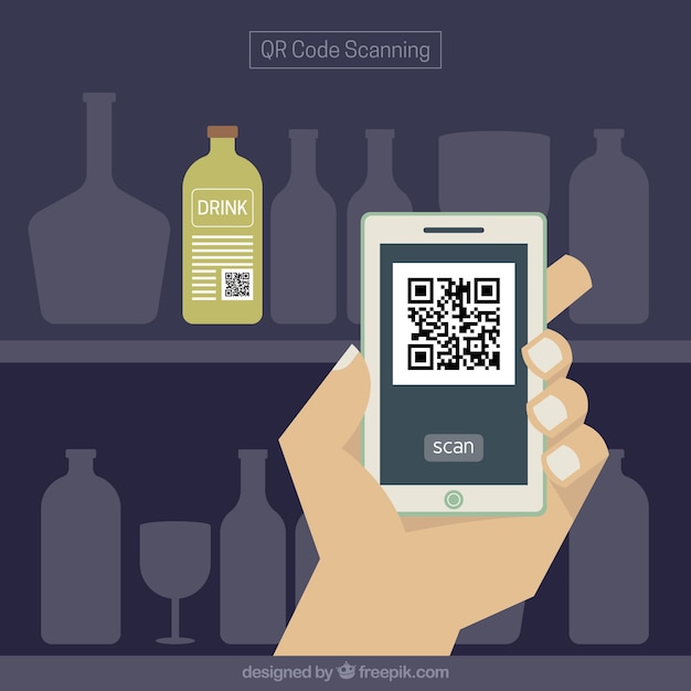 Free Vector  phone scanning qr code bar background