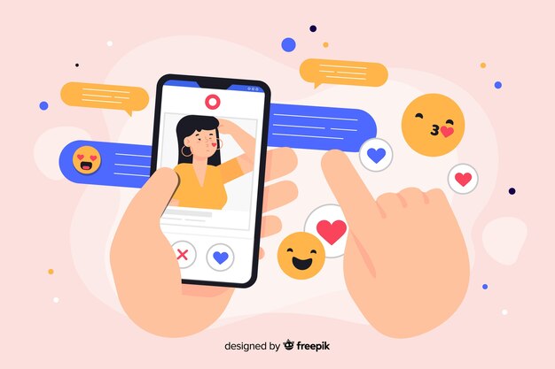 Phone surrounded by social media icons concept illustration