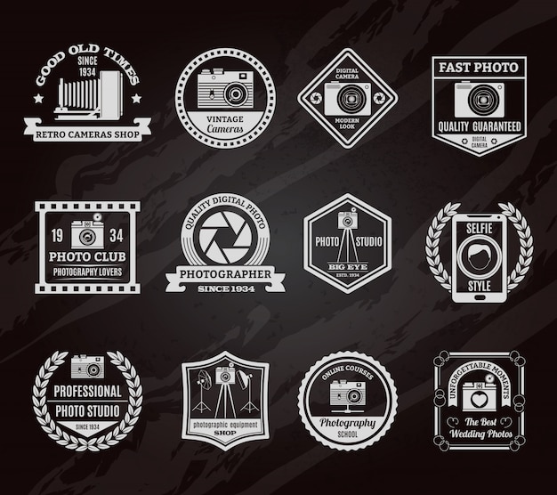 Photo Industry Chalkboard Emblems Set