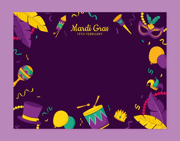 Free Vector photocall template for mardi gras carnival celebration