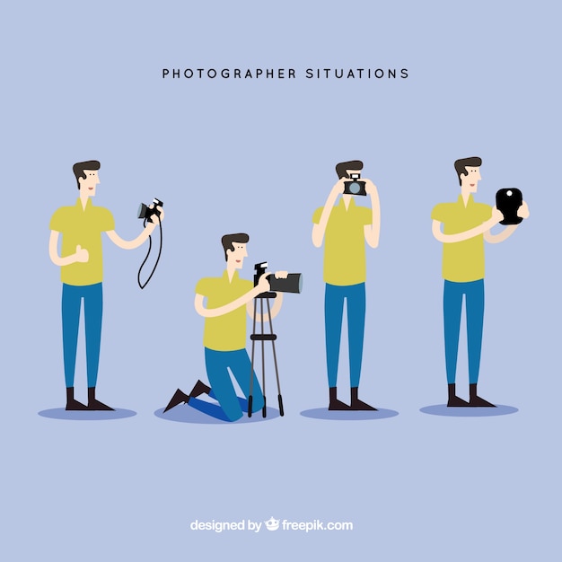 Free Vector photographer situations pack