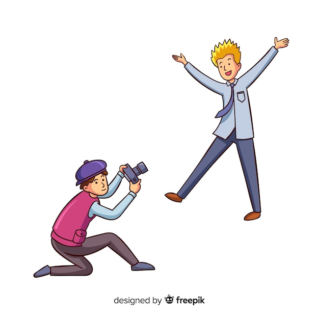 Free Vector photographer taking a photo of a blonde man