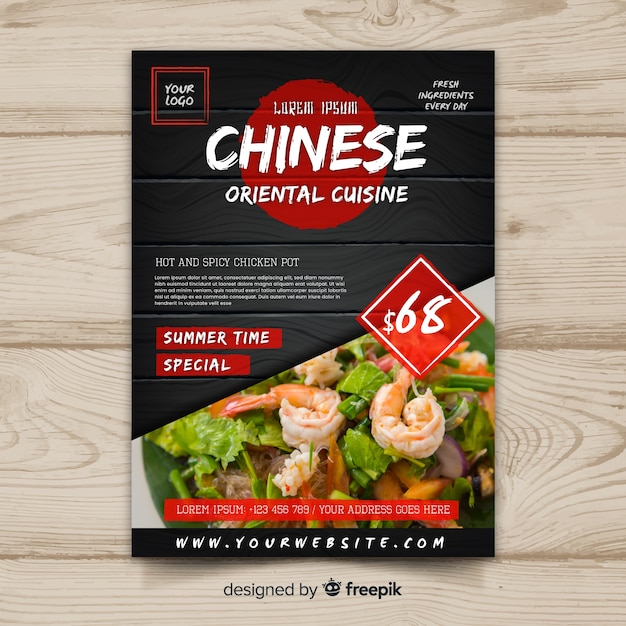 Photographic chinese restaurant flyer