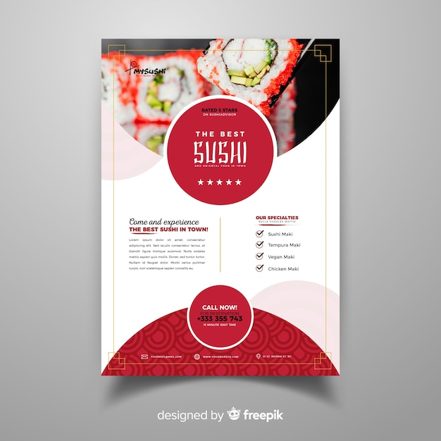 Free Vector photographic chinese restaurant flyer