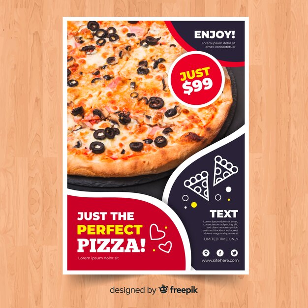 Photographic pizza brochure template