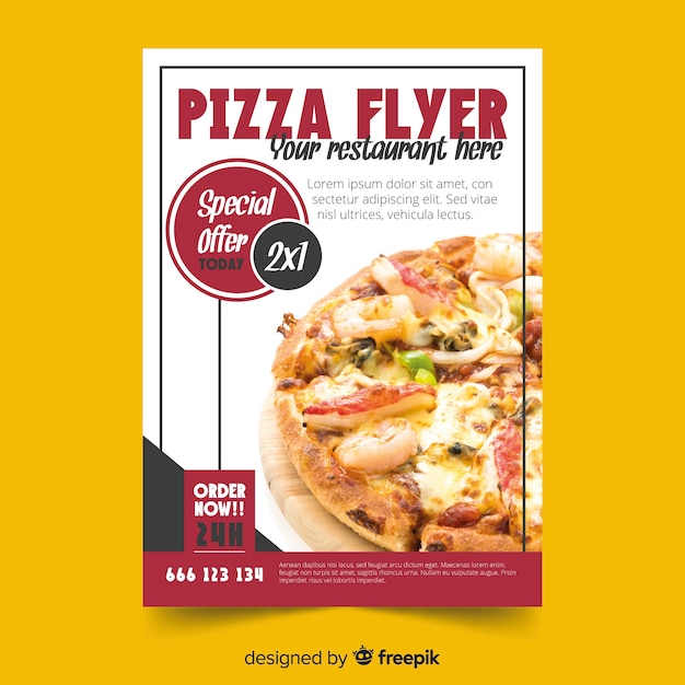 Photographic pizza flyer template