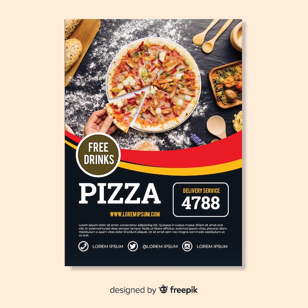 Photographic pizza flyer template