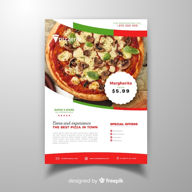 Photographic pizza restaurant flyer