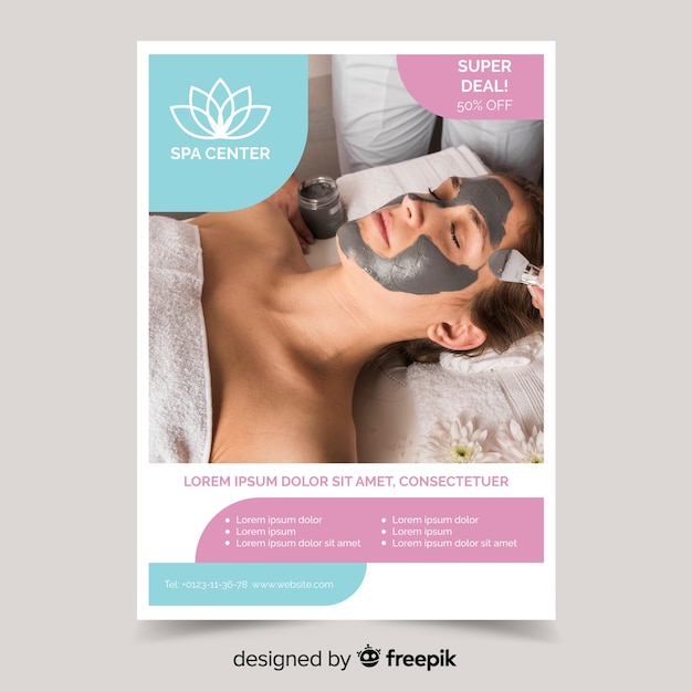 Free Vector photographic spa flyer