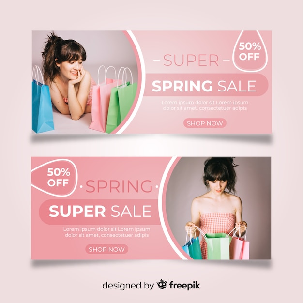 Free vector photographic spring sale banner