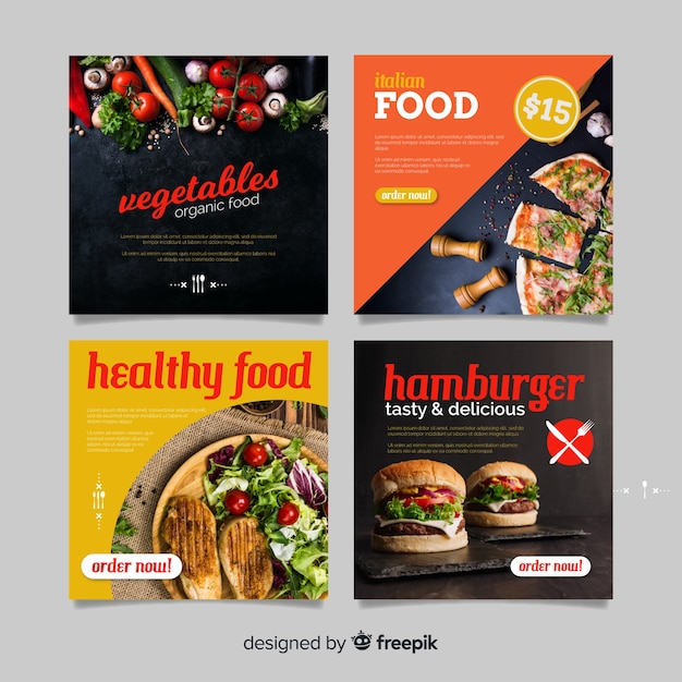 Photographic square healthy food banner