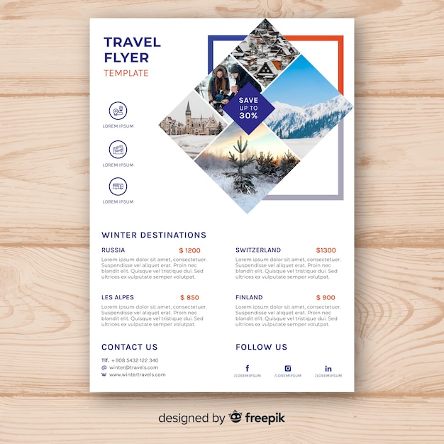 Free Vector photographic travel brochure template