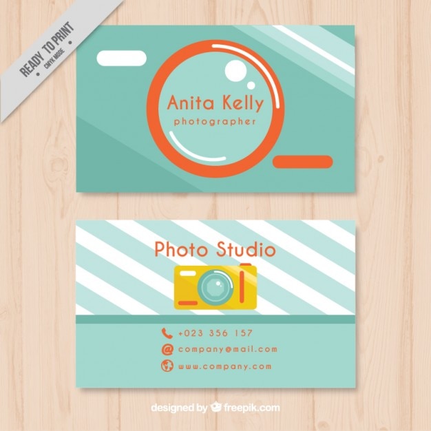 Photography business card, flat style