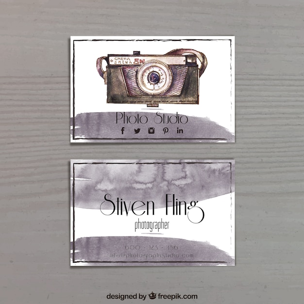 Free vector photography business card, watercolor