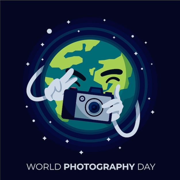 Free Vector photography day event with camera