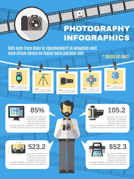 Free Vector photography infographics set