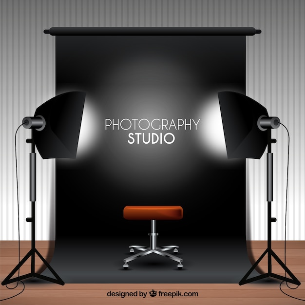 Free vector photography studio with black background