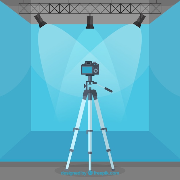 Free vector photography studio with blue color