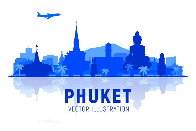 Phuket  Thailand  skyline silhouette with panorama in sky background Vector Illustration Business travel and tourism concept with modern buildings